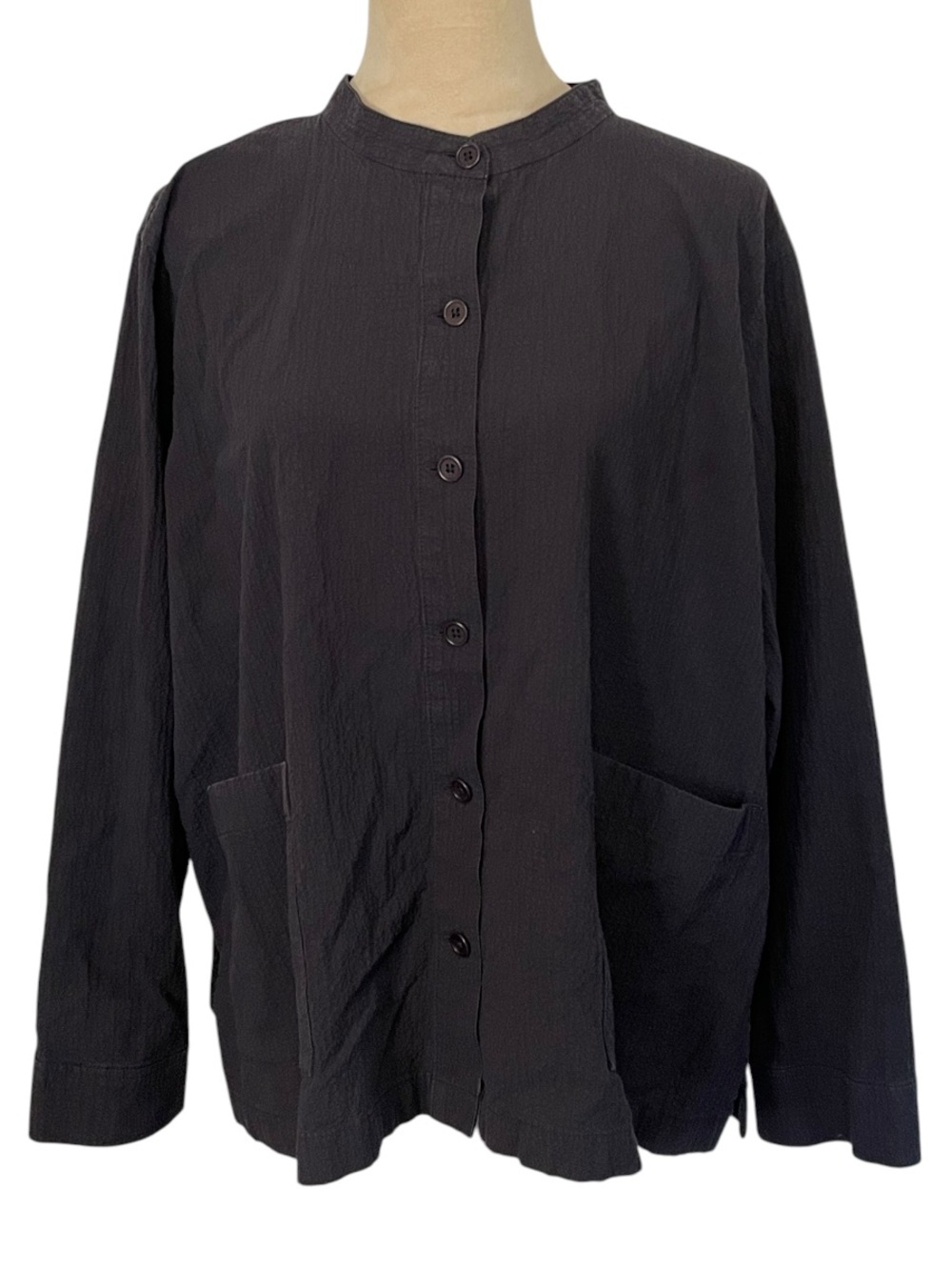Eileen Fisher Organic Cotton Button Front Textured Top